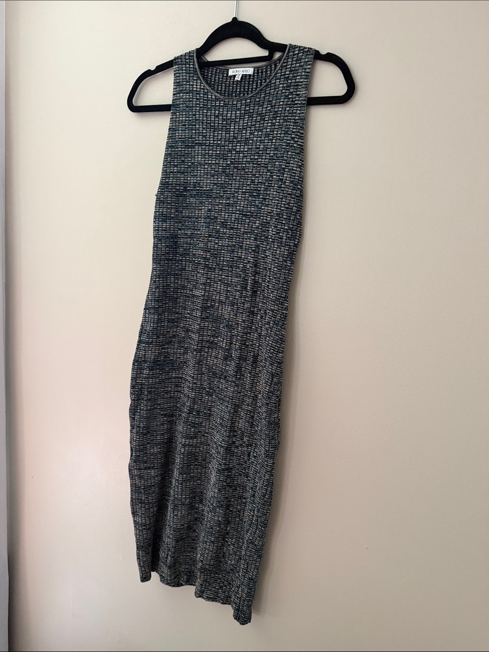 Ronny Kobo Collection Black & Gray Ribbed Midi Dress